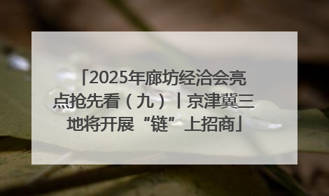 2025年廊坊经洽会亮点抢先看（九）丨京津冀三地将开展“链”上招商